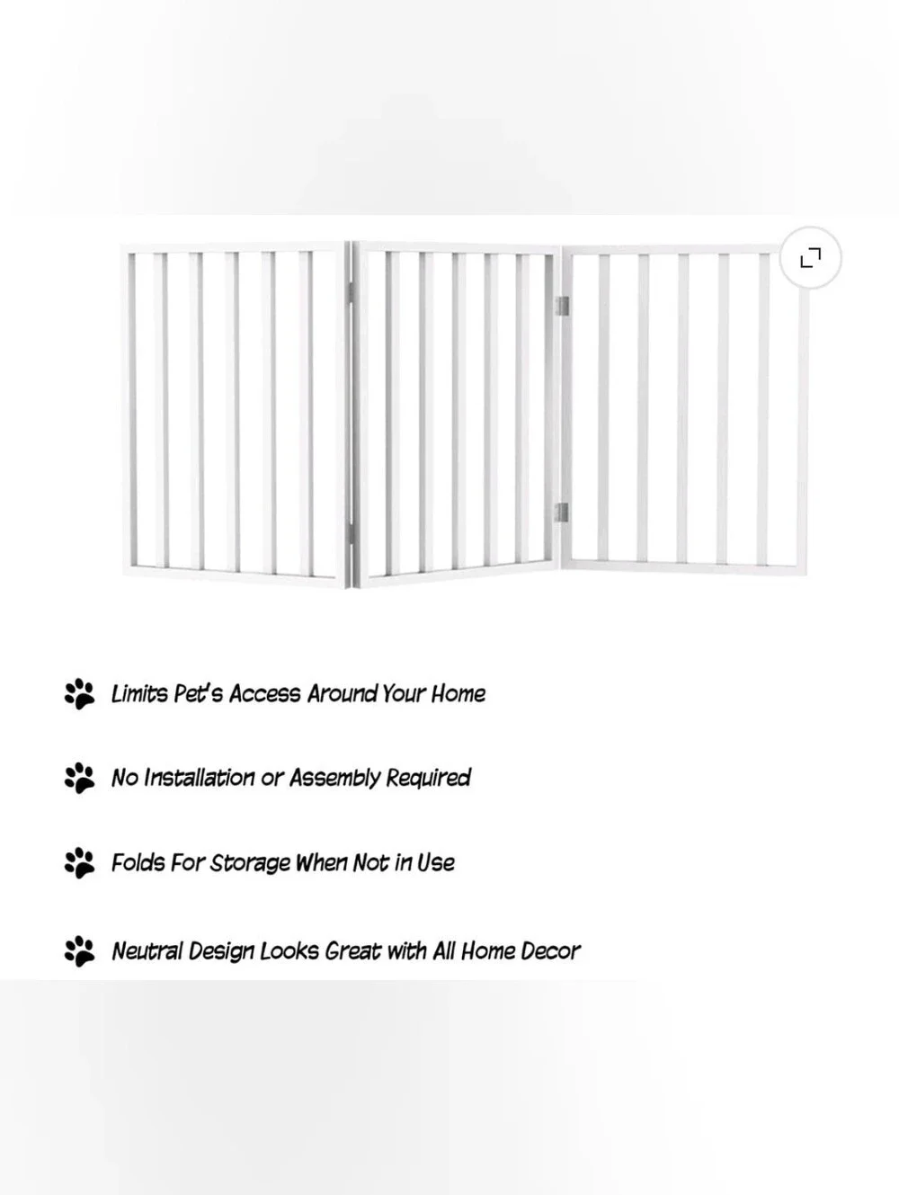 Petmaker Freestanding Wooden Pet Gate, White